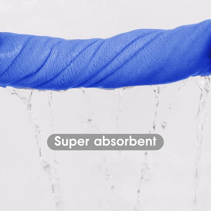 JML Microfiber Bath Towels Set with Hanging Loop, Blue, 27" x 55", 6 Pack | Large, Absorbent, Soft, Fast Drying, Lint free, Fade Resistant, Multipurpose for Adult, Beach, Pool, Sport, Yoga