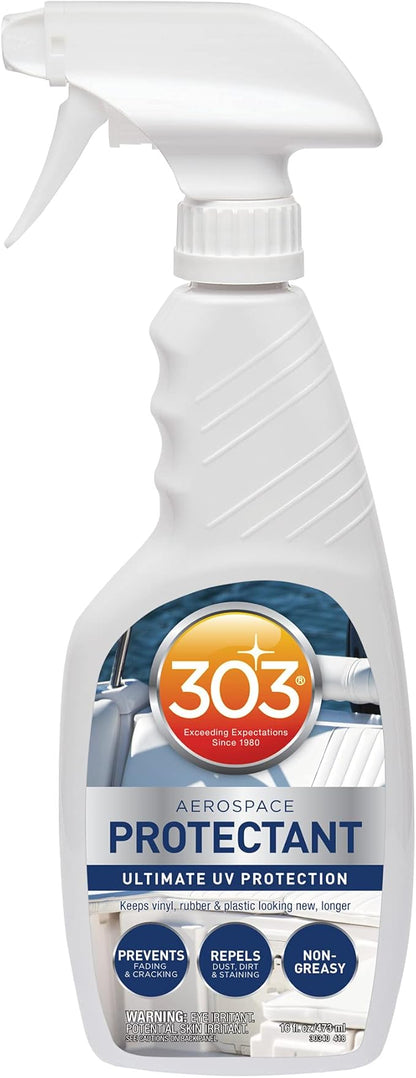 Provides UV protection for marine vinyl and surfaces while helping prevent fading, cracking, and staining.