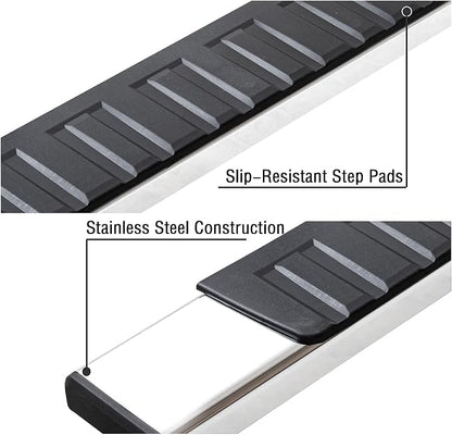 COMNOVA 6 Inch Running Boards Compatible with 2007-2021 Toyota Tundra Double Cab, Tundra Running Boards Made with Stainless Steel. Stainless Steel Side Steps, Truck Step Bars Nerf Bars