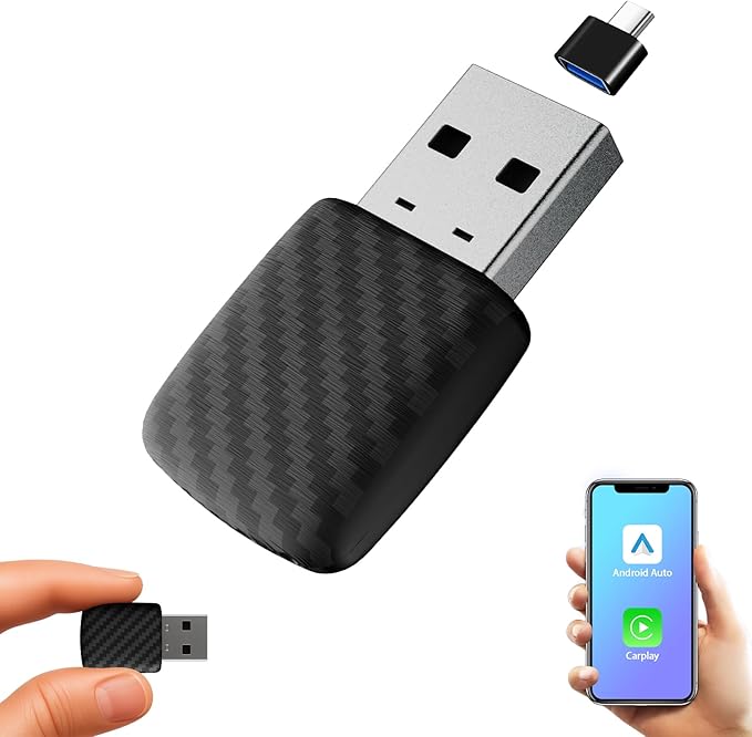 Sunweyer S28 Super Mini USB Wireless CarPlay & Android Auto Adapter Dongle, Convert Wired to Wireless, Compatible with Car from 2017, Support OTA Upgrade