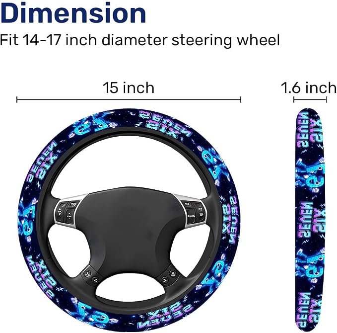 GENANY Brainrot Meme Steering Wheel Cover, Non Slip Polyester Car Wheel Protector for Car SUV Truck, Universal 15 Inch