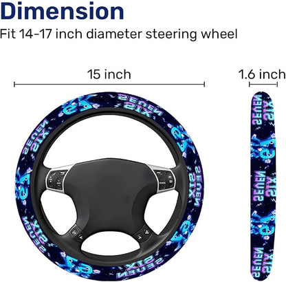 GENANY Brainrot Meme Steering Wheel Cover, Non Slip Polyester Car Wheel Protector for Car SUV Truck, Universal 15 Inch