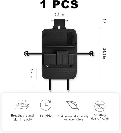 XDV Car Seat Organizers,Multi-functional Back Seat Protectors, Storage Pouches, and Tray Holders (for Cars, Kids, Seat Back and Rear Seats) (Woven Black, 1 Pcs)
