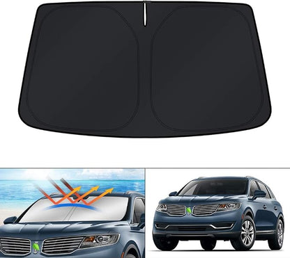KUST Windshield Sun Shade for 2016 2017 2018 Lincoln MKX SUV & 2019 2020 2021 Lincoln Nautilus Accessories Sunshade Foldable Sun Visor Protector Blocks UV Rays Keep Your Car Cooler