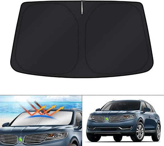 KUST Windshield Sun Shade for 2016 2017 2018 Lincoln MKX SUV & 2019 2020 2021 Lincoln Nautilus Accessories Sunshade Foldable Sun Visor Protector Blocks UV Rays Keep Your Car Cooler