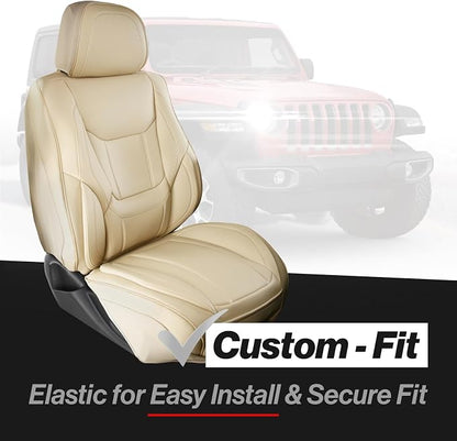 Coverland Custom SUV Car Seat Covers Full Set for [2020-2026 Mercedes-Benz GLE-Class] - Protector Car Seat Cover Water Resistant Leather Memory Form Back Support Seat Cushion [Full Set-Beige]