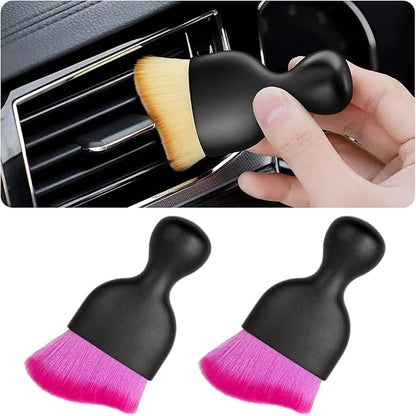 Blilo 2PCS Car Interior Detailing Brush with Dust Cover, Auto Soft Hair Cleaning Brushes, Scratch Free Curved Dirt Collectors, for Vehicle Dashboard Air Conditioner Vents Leather (Deep Purple/2PCS)