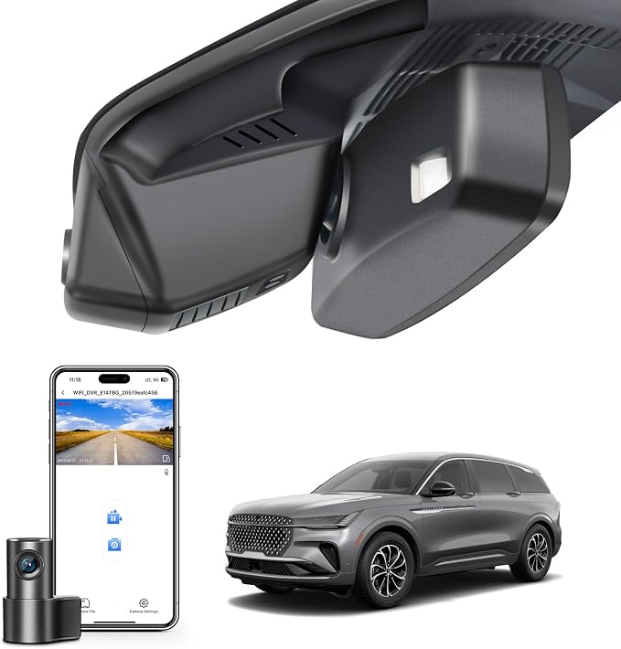Mangoal Front 4K & Rear 1080p Dash Cam fit for Ford Lincoln Nautilus Gen2 CDX707 2024 2025 2026, UHD 2160P Video, WiFi, App, 128GB Card