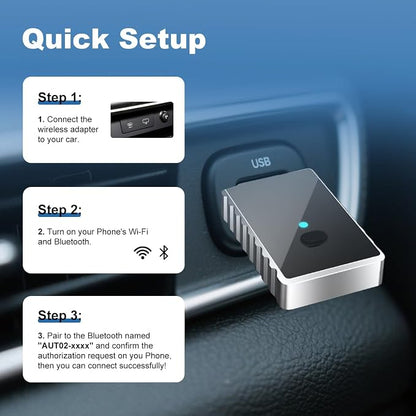 Wireless CarPlay Adapter for iPhone - Carplay&Android Auto Wireless Adapter Convert Wired to Wire-Less Carplay Dongle Fast Setup No Latency for Cars with Built-in Car-Play