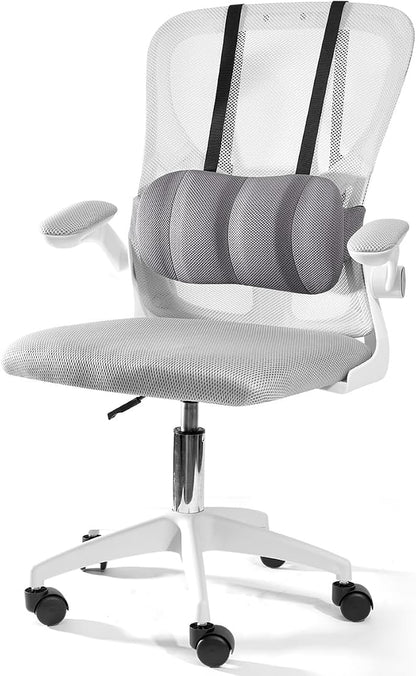 Lumbar Support Pillow for Office Chair and Car Seat,Back Support for Office Chair Cushion,Adjustable Straps Securely Fixed Car Lumbar Support Pillow(Gray, for Office Chiar)