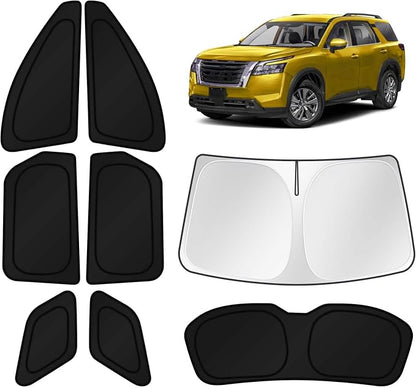KUST Car Window Shades for 2022-2025 2026 Nissan Pathfinder Accessories Windshield Sun Shade Side Rear Window Covers Sunshade Privacy Protection for Camping Blackout UV Block Full Set 8PCS