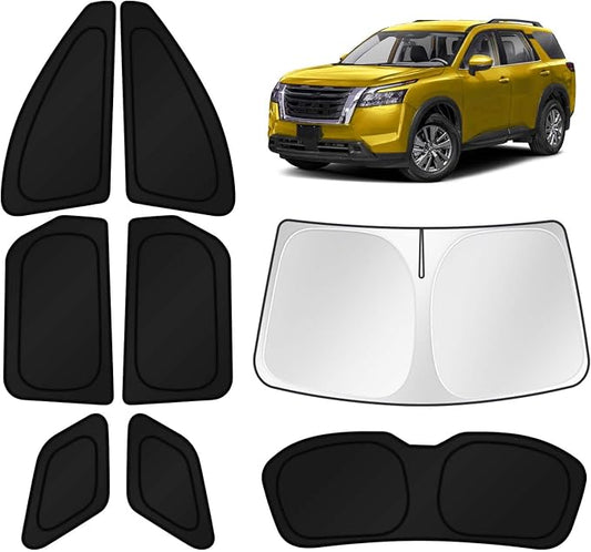 KUST Car Window Shades for 2022-2025 2026 Nissan Pathfinder Accessories Windshield Sun Shade Side Rear Window Covers Sunshade Privacy Protection for Camping Blackout UV Block Full Set 8PCS