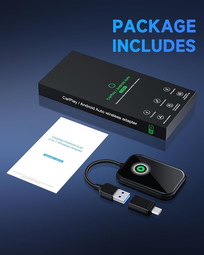 Smarter CarPlay Pro – 2-in-1 Wireless CarPlay & Android Auto Adapter, WiFi 6 & BT 5.4, Zero Latency Real-time Transmission, 5s Auto-Reconnect, Plug & Play, 98% Cars Compatible (2015+)