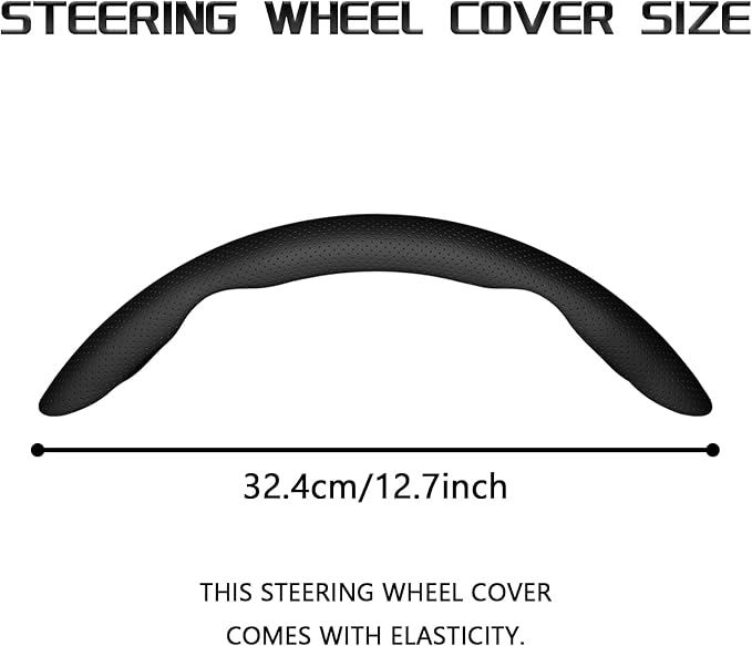 2-Piece Steering Wheel Cover, Carbon Fiber Segmented Steering Wheel Protector, Universal and Anti-Slip Durable Car Leather Protective Cover, Car Interior Accessories for Women and Men (Black)