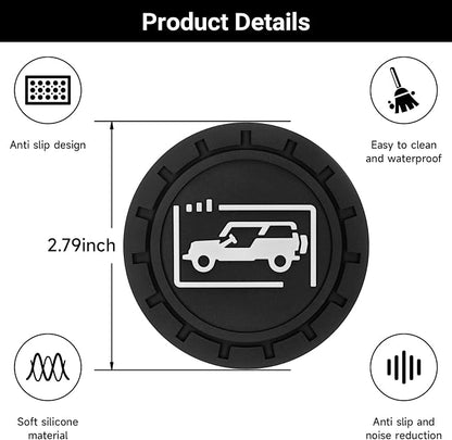 Car Cup Holder Coasters for Jeep Wrangler JL JK JLU and Jeep Gladiator JT Accessories Universal Car Cup Non-Slip Silicone Holder Coasters Interior Accessories (Black White)