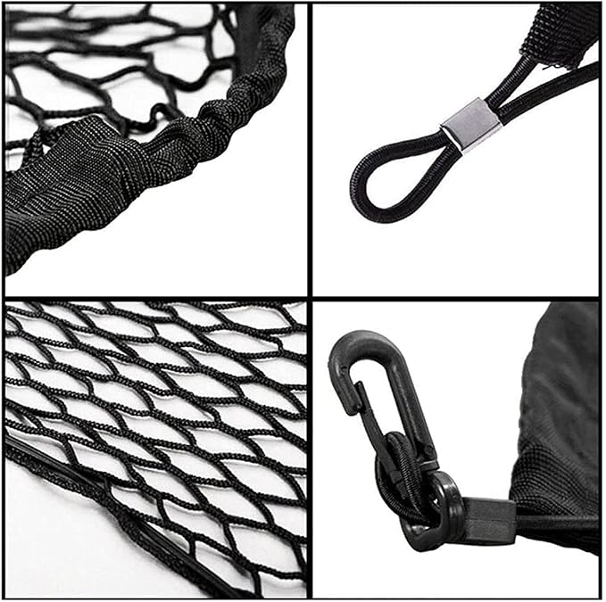 Car Rear Cargo Net, Universal Adjustable Elastic Trunk Cargo Storage Organizer Net Compatible for SUV, Jeep, Truck, Storage Nylon Mesh Double-Layer with Hooks (35.4 x 15.7 Inch)