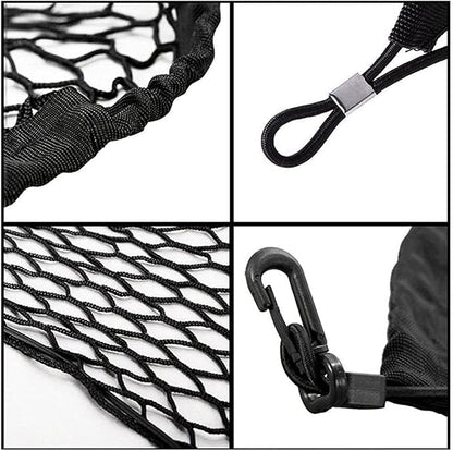 Car Rear Cargo Net, Universal Adjustable Elastic Trunk Cargo Storage Organizer Net Compatible for SUV, Jeep, Truck, Storage Nylon Mesh Double-Layer with Hooks (35.4 x 15.7 Inch)