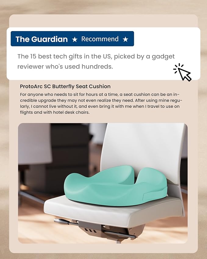 ProtoArc Extra Large Seat Cushions for Office Chairs, Ergonomic Memory Foam Seat Cushion for Home, Extra Cover, Car Seat Cushions for Driving, Pressure Relief Pad for Sciatica - Mint Green