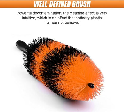Master Car Wheel Brush, 16" Long Soft Bristle Car Wheel Rim Cleaner Brush, Easy Reach Wheel and Rim Detailing Brush, Car Washing Brush Tire Detail Brush for Wheel Rim Exhaust Tips (Orange & Black)