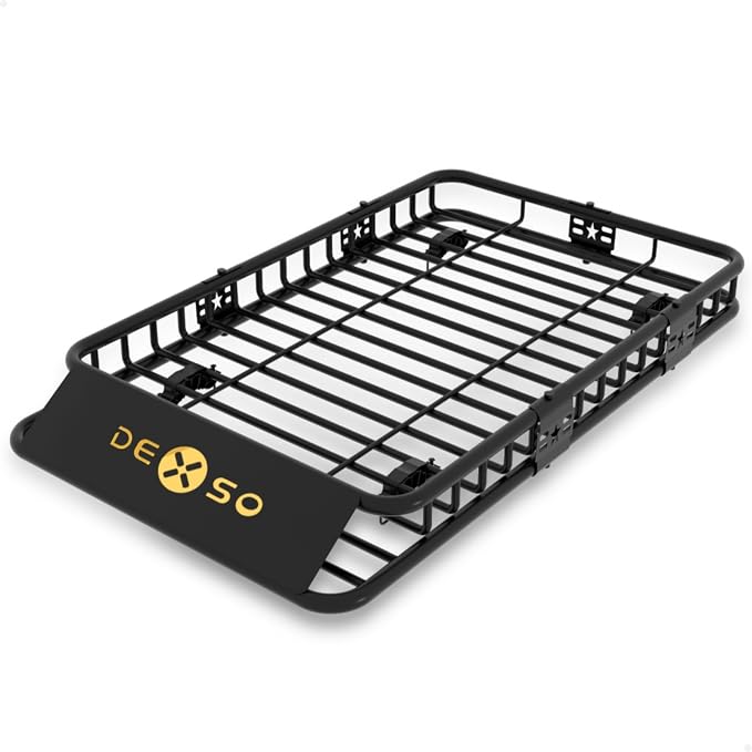 DEXSO Universal Roof Rack Basket, 64" x 39" Rooftop Cargo Carrier Basket, 200 Lbs Capacity Car Cargo Rack, Heavy Duty Luggage Rack for SUVs, Trucks, Vehicles