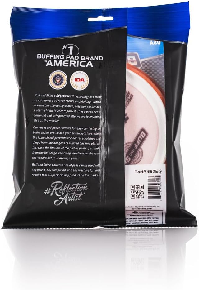 Buff and Shine - EdgeGuard Foam Buffing Pads - Orange - 6" Cutting & Polishing Pad - Pack of 2