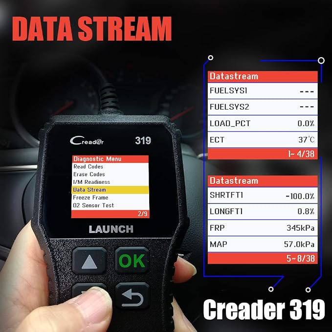 LAUNCH CR319 OBD2 Scanner, 2026 Upgrade Ver. Engine Fault Code Reader,Support O2 Sensor,Lifetime Free Update,Scanner for All OBDII Protocol Cars Since 1996