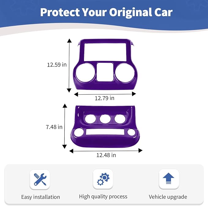 RT-TCZ for Jeep JK Purple Dash Accents Radio A/C Controls Cover Trim for Jeep Wrangler JK JKU 2011-2017 ABS Interior Accessories 2pcs