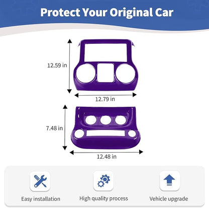 RT-TCZ for Jeep JK Purple Dash Accents Radio A/C Controls Cover Trim for Jeep Wrangler JK JKU 2011-2017 ABS Interior Accessories 2pcs