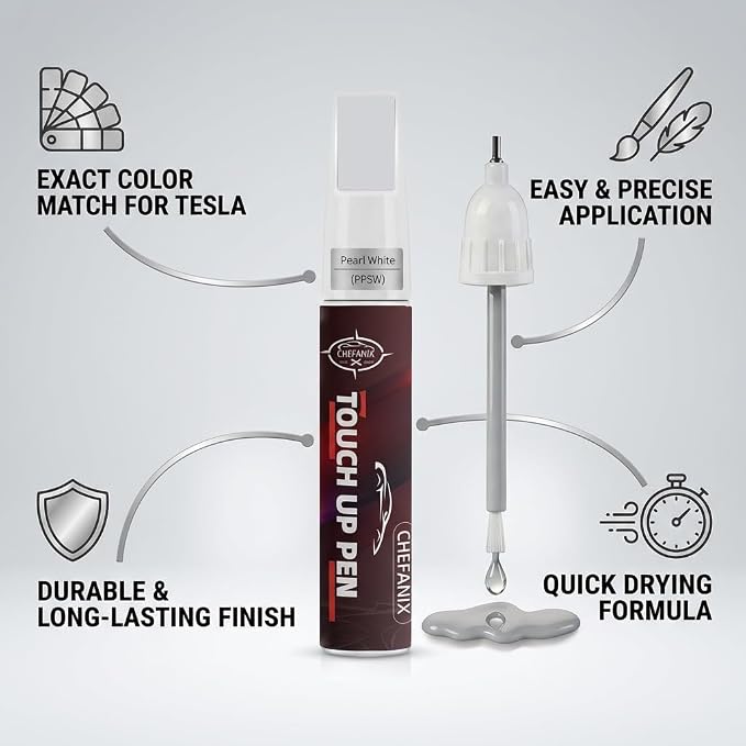 Touch Up Paint Pen for Tesla Model 3/Y/S/X (Ultra Red(PR01))–Exact Color Match Car Paint Scratch Repair, 2-in-1 Brush & Pen, DIY Chip & Scratch Fix,Automotive Scratch Repair Pen