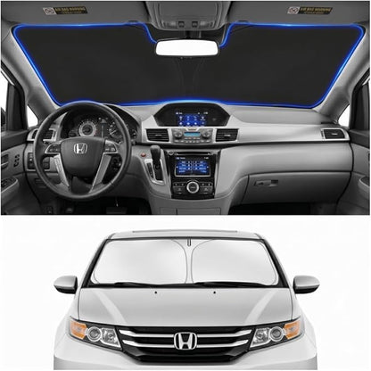 Custom Fit Windshield Sun Shade for Honda Odyssey 2011-2017 | Custom Fit Windshield Cover, Blocks UV Rays, Double-Layer Heat Shield, Durable Frame, Easy Fold & Storage