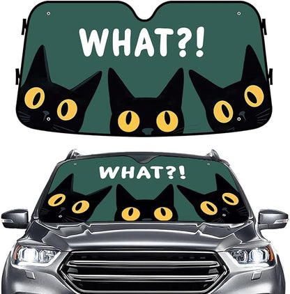 GENANY Cat Windshield Cover for Car SUV Truck (55x30 Inches), Foldable Heat Shield, Shades for Front Windows, Protector Blocks UV, Car Decor