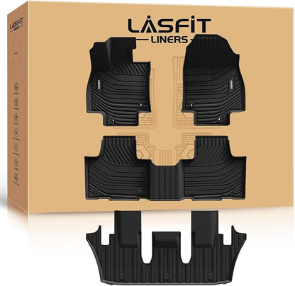 LASFIT Floor Mats for Toyota Grand Highlander 2024 2025 2026 (Include Hybrid) & for Lexus TX350 2024-2026, Custom Fit TPE All Weather Floor Liners 1st & 2nd & 3rd Row Car Mats Accessories, Black