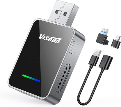 Upgraded Wireless CarPlay Adapter with Android Auto, One-Button User Switching, Converts Wired to Wireless, Easy, Compatible with iOS 12+ and Android 11+, USB-C & USB-A, Galactic Matte Silver