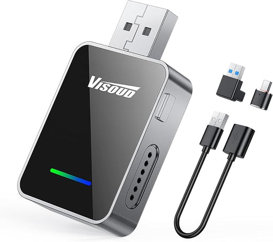 Upgraded Wireless CarPlay Adapter with Android Auto, One-Button User Switching, Converts Wired to Wireless, Easy, Compatible with iOS 12+ and Android 11+, USB-C & USB-A, Galactic Matte Silver