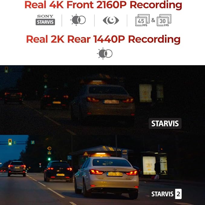 THINKWARE ARC700 4K Dash Cam, 4K Front & 2K Rear Dual HDR, Radar Parking Mode for Saves Power, Super Night Vision with Sony STARVIS for Clear Night & Plate Capture, 5GHz Wi-Fi, Free Hardwire Kit &64GB
