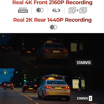 THINKWARE ARC700 4K Dash Cam, 4K Front & 2K Rear Dual HDR, Radar Parking Mode for Saves Power, Super Night Vision with Sony STARVIS for Clear Night & Plate Capture, 5GHz Wi-Fi, Free Hardwire Kit &64GB