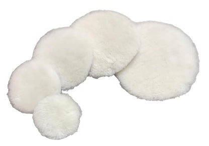 Lambs Wool Polishing Pads Sheepskin Buffing Pads with Hook and Loop Cutting Pad (4 Pack, 7Inch)