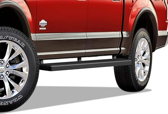 APS 5in Stainless Steel Black Running Boards Compatible with Ford F150 2015-2026 SuperCrew Cab & F150 Lightning 2022-2026 & F-250 F-350 Super Duty 2017-2026 Crew Cab (Nerf Bars Side Steps)
