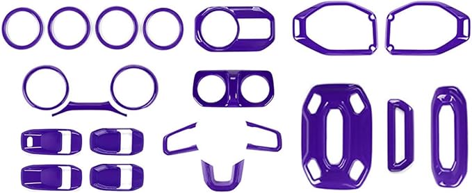 for Wrangler JL Interior Trim Kit Purple Dashboard for Jeep Wrangler JL JLU Gladiator JT 2018-2023 Purple Interior Accessories 21pcs