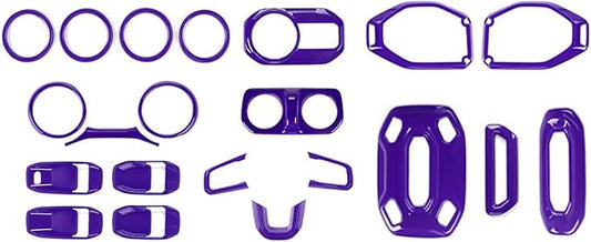 for Wrangler JL Interior Trim Kit Purple Dashboard for Jeep Wrangler JL JLU Gladiator JT 2018-2023 Purple Interior Accessories 21pcs