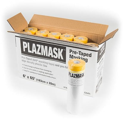 Pre-Taped Masking Film (6-Feet X 65-Feet, 12-Pack)