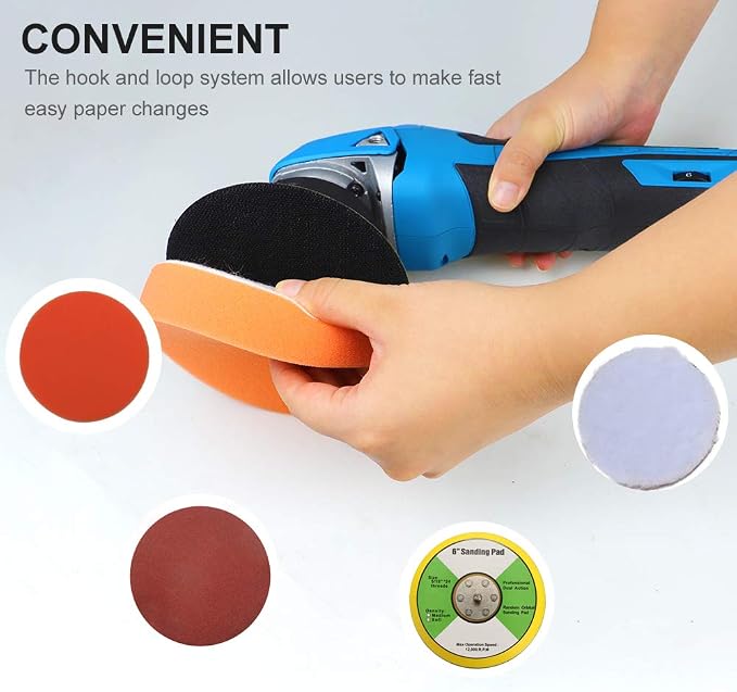 NEWONE 20V Cordless Round Orbital Polisher, Dual Action Buffer, 5-Inch, 6 Variable Speeds, Anti-vibration Handle, Car Sanding Polishing Waxing, 4.0Ah Battery and Fast Charger