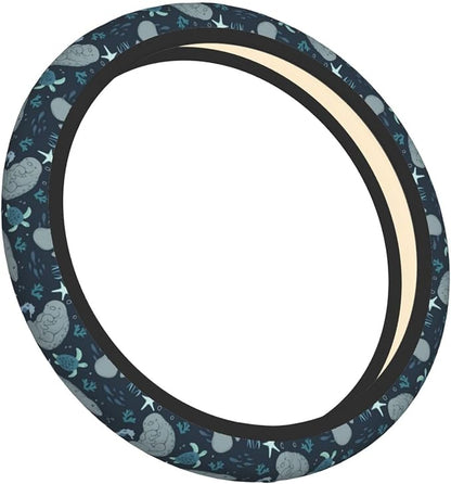 Manatees Steering Wheel Cover Anti-Slip,Sweat Absorption Universal 15 inch Steering Wheel Covers Cute car Accessories for Men Women
