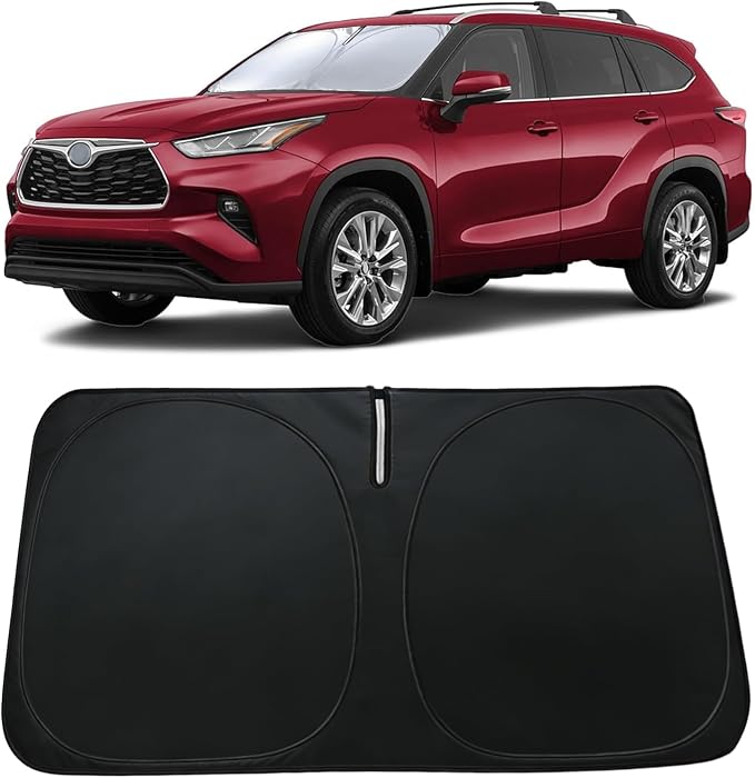 Windshield Sun Shade for Toyota Highlander 2020-2026 Accessories, Car Front Window Sun Visor & Heat Shield | 240T Sunshade Protection Blocks UV Rays Keep Your Car Cooler