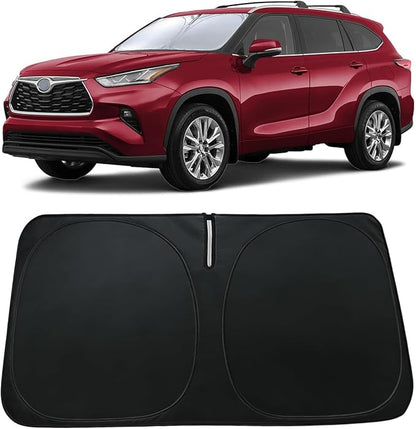 Windshield Sun Shade for Toyota Highlander 2020-2026 Accessories, Car Front Window Sun Visor & Heat Shield | 240T Sunshade Protection Blocks UV Rays Keep Your Car Cooler