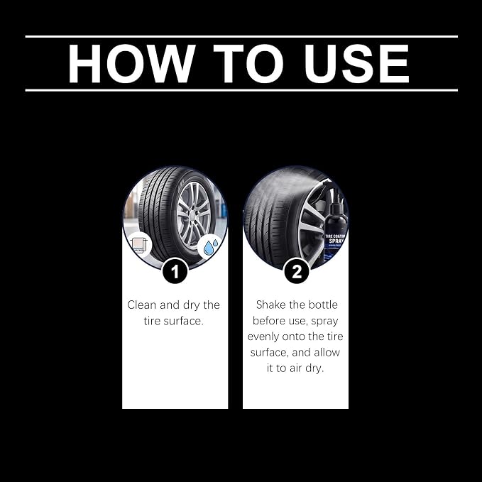 Ceramic Tire Coating Spray, Long Lasting Black Tire Shine, Non-Greasy No Sling Car Truck SUV Tire Polish