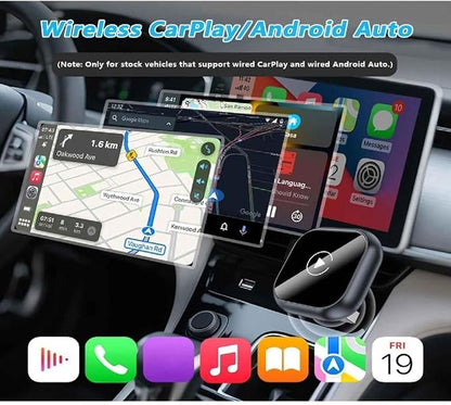 Car Wireless CarPlay Adapter for Mazda CX‑3 CX30 2020-2025, 2-in-1 Support Apple CarPlay and Android Auto Mini Fast Connection, Plug and Play,Gold