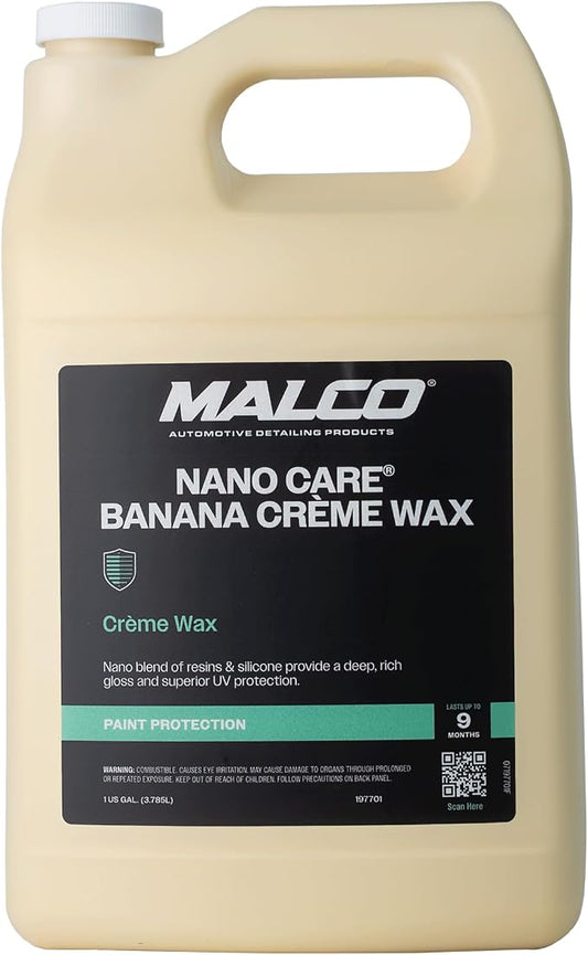 Malco Nano Care Banana Creme Wax - Deep Gloss Shine and Long-Lasting UV Protection/For Automotive, Marine and Industrial Finishes / 1 Gallon (197701)