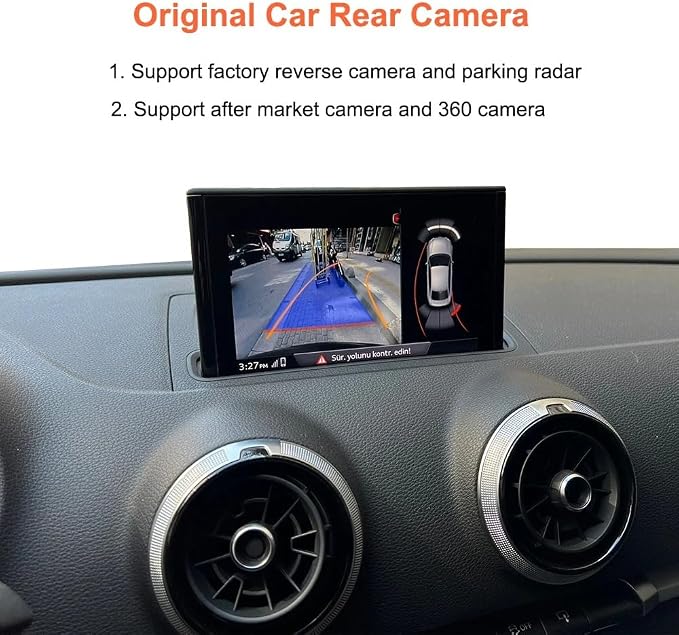 Wireless Carplay Android Auto Adapter for Audi A3 A4 A5 S3 B9 Q7 2014-2018 | MIB/MIB2 Retrofit Kit with Navigation, Music, Siri, OEM Knob Control, Camera Input