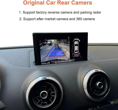 Wireless Carplay Android Auto Adapter for Audi A3 A4 A5 S3 B9 Q7 2014-2018 | MIB/MIB2 Retrofit Kit with Navigation, Music, Siri, OEM Knob Control, Camera Input